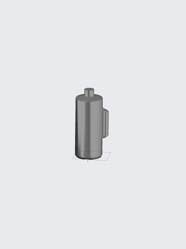 A container modelled in CAD with its draft and parting line set out