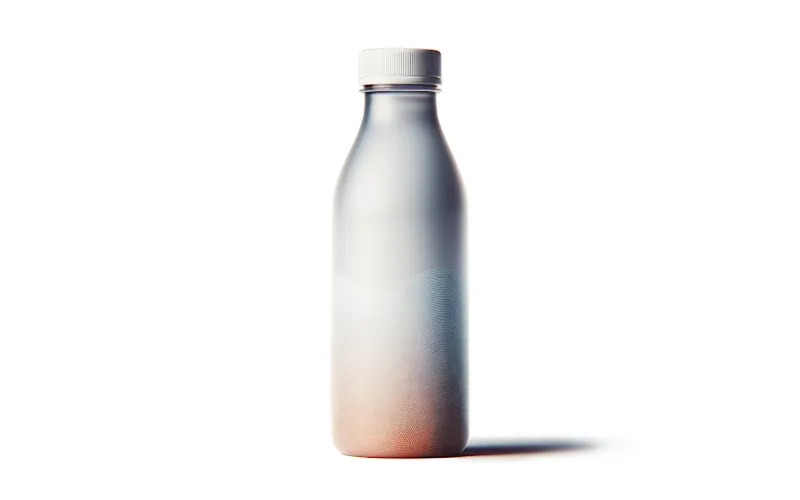 A dark glass oil bottle lit against a soft grey backdrop