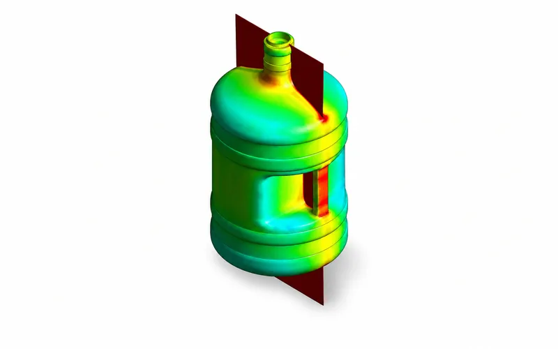 A CAD section through a multi-cavity mould assembly